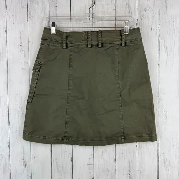 NWT Rails Olive Green Nola Military Utility Skirt Cotton Canvas Belt Size Medium - Picture 6 of 16